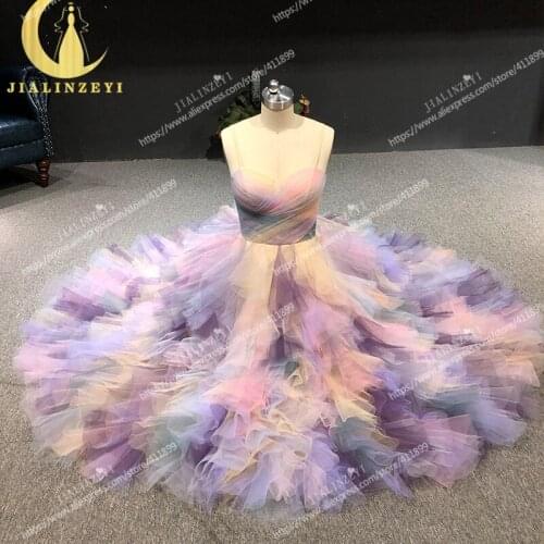 Rhine real Pictures Colorful Tulle Straps Tea Length robes de bal Prom Dresses платье 2021 Party Dress