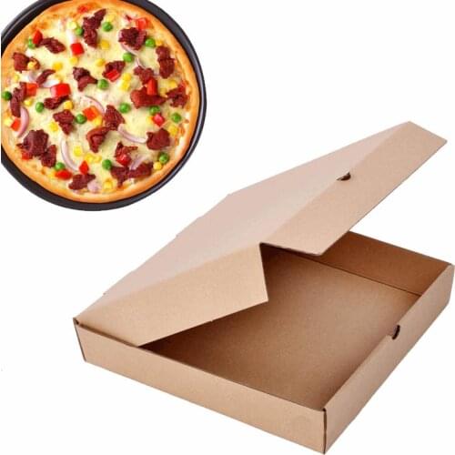 Thicken Kraft Paper Pizza Packing Boxes Fast Food Carry-on Take-out Boxes Food Grade Portable Dessert Cake Holder Square 10inch