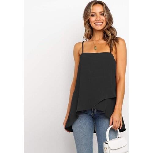 Casual Sleeveless Womens Tank Tops Solid Sexy Female Camis Irregular Loose Summer Beach Tank Tops Womens Shirt New Fashion