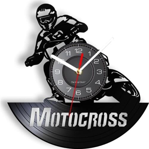 Professional Motorcyclist Vinyl Record Wall Clock Off-Road Motorcycle Vehicl Extreme Bikers Home Decor Silent Watch For Man Cave