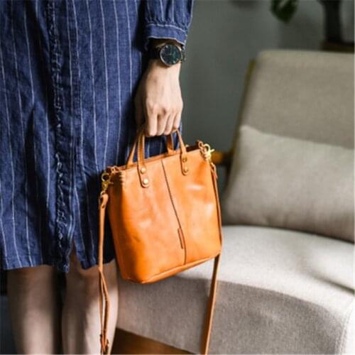 Retro literature and art Genuine leather messenger bag casual handmade leather small fresh and simple female bag shoulder bag