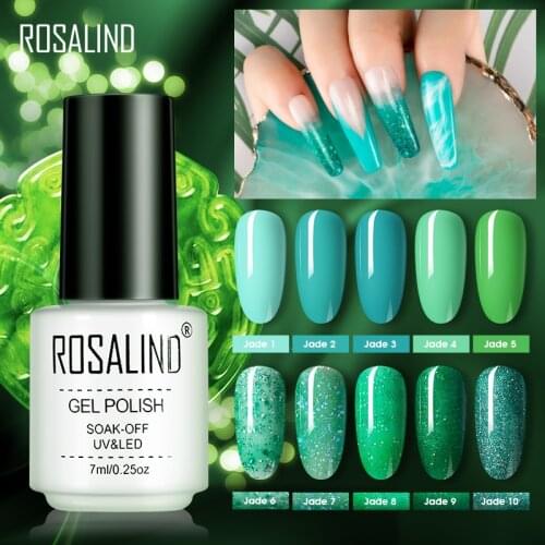 ROSALIND Jade Green Color Series 7ml Gel Polish Gel Varnishes Nail Art Design All For Manicure Pure Bright Color Top Base