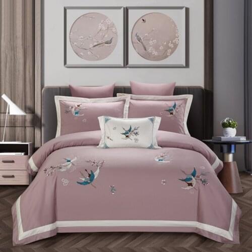 2020 Luxury Egypt Cotton Chinese Classic Bedding Set Fairy crane Duvet Cover Bed Sheet Pillowcases Queen King Size 4Pcs