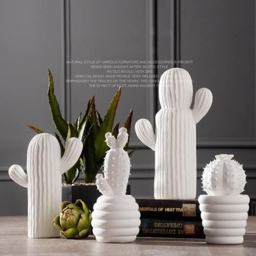 Modern Ceramic Carving Cactus Home Decoration Crafts Handicraft Ceramic Plant Figurines & Miniatures Creative Wedding Gifts