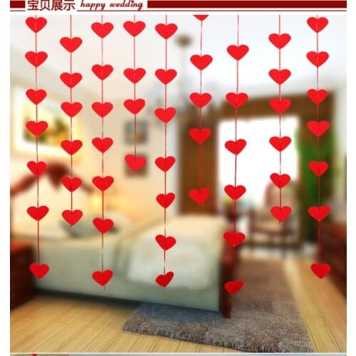 New 5x5/6X6.5CM 16 Hearts Wedding Decoration Marriage Room Layout DIY Non-woven Creative Love Heart Curtain Wedding Supplies