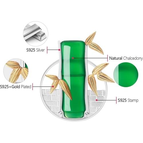 Lotus Fun Real 925 Sterling Silver Natural Chalcedony Designer Handmade Fine Jewelry Vintage Women Brooches Broche Pin Badge