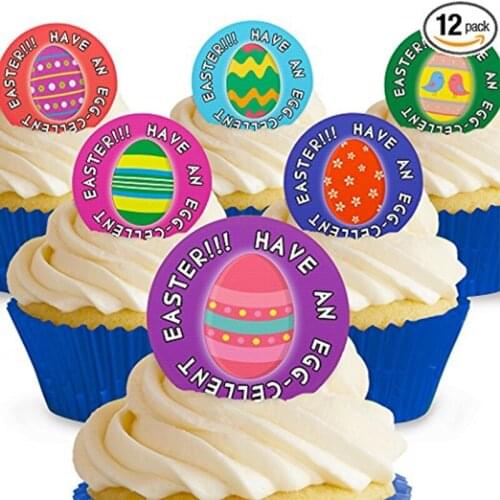 Egg pattern Edible Wafer Paper for Easter Cup Cake Topper cake stand paper ,Edible Decoration for Cake, Pre-cut Wafer Paper