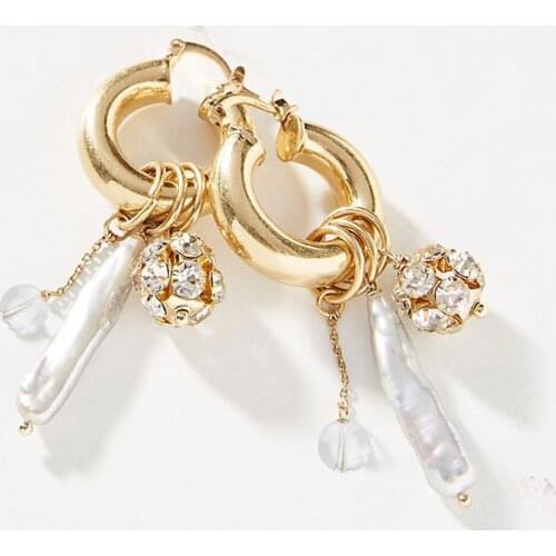 Alibaba earrings for Women Girl Wedding Party Jewelry Gift 2020 cubic zirconia disco ball freshwater pearl Adora Hoop Earrings