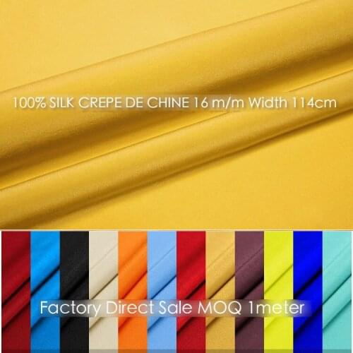 100%SILK CREPE DE CHINE 114cm width 16 m/m Pure Mulberry Silk Women Evening Dress fabrics for furniture with free shipping 1-30