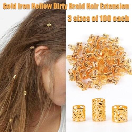 100Pcs/Lot Silver Golden Hair Beads For Dreadlocks Hair Braid Tubes Cuffs Beads Adjustable Dreadlock Bead Clip Kids Women