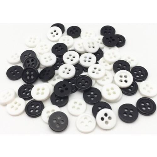 1000pcs 9mm Black White Round Resin 4 Holes Buttons Sewing Accessories Dress Shirt Button For Scrapbooking Cardmaking