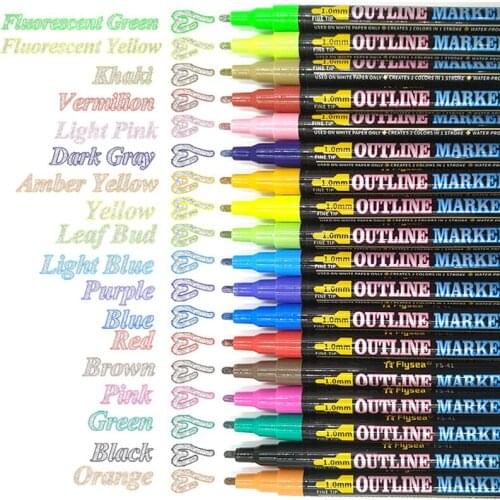 12PC 18PC Multi Colors Double Line Marker Pen Highlighter Card Hand Account Mark DIY Drawing Pens
