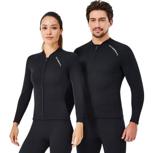 2mm neoprene wetsuit jacket Wetsuits Tops Long Sleeve Black Grey for men women kayak surfing suit
