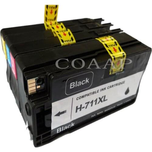 4 Pack Compatible hp711BK hp711C hp711M hp711Y Ink Cartridge for HP 711XL DesignJet T520 T120 Printer