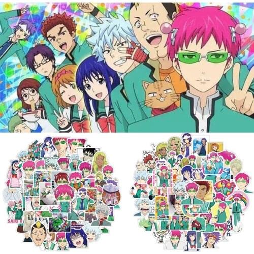 50pc/set Anime The Disastrous Life of Saiki Kusuo Sticker Cosplay Prop Saiki K Kusuo Luggage Case Notebook Waterproof Sticker