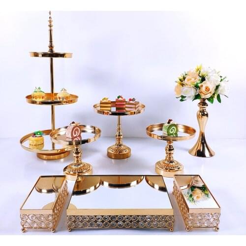7-9PC Crystal Metal Wedding Cupcake Stand Rack Holiday Party Display Tray Cake Plate