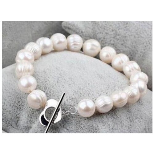 9-10MM white baroque freshwater cultured pearl bracelet 7.5-8"