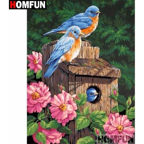 HOMFUN Full Square/Round Drill 5D DIY Diamond Painting "Birds and flowers" 3D Diamond Embroidery Cross Stitch Home Decor A19883