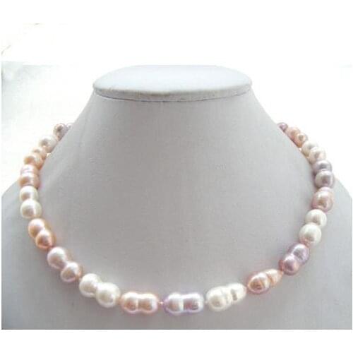 Wonderful Real Pearl Jewelry,Genuine 20mm White Pink Purple Natural Freshwater Pearls Necklace,17inches Party Jewelry
