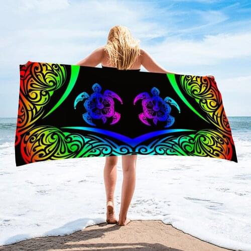 PHAYON Black White Beach Towel Ethnic Style Tribal Turtle Prints Sports Towel Quick-drying Portable Bath Towels 2021