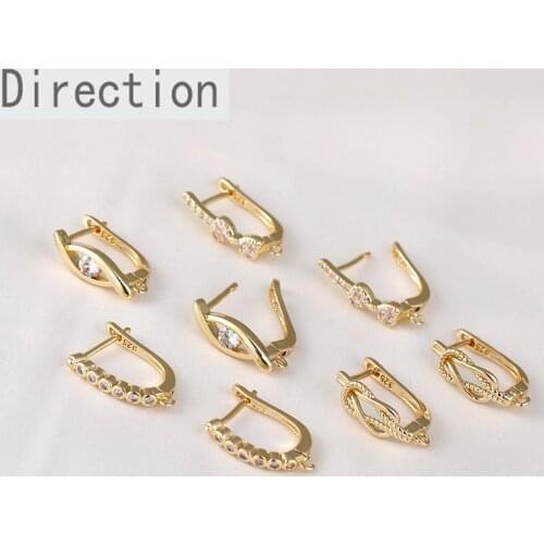 Zircon bow ear buckle color 14k bag gold ear accessories diy jewelry hand-made materials