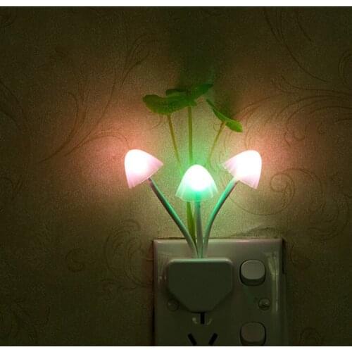 Light Sensor Mushroom Rabbit LED Night Light RGB Cute Fungus Kids Baby Bedroom Dedside Plug Wall Lamp Dream Night Light