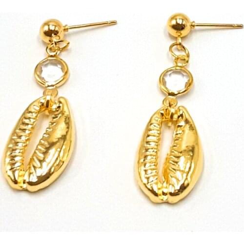 Designer Original Jewelry Style Delicate Rhinestone Crystal Decoration Shell Earrings Simple Stud Earrings for Women