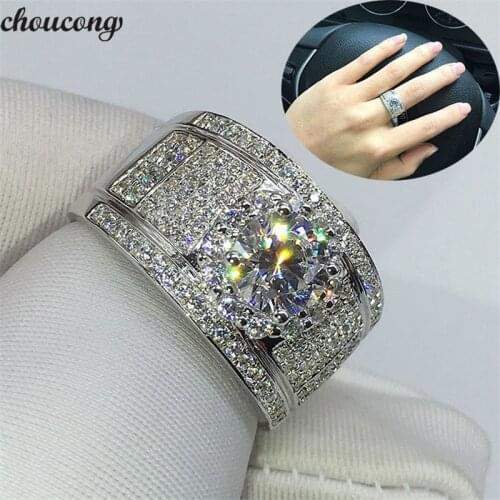 Choucong Luxury Wedding Band Ring 925 sterling Silver 5mm AAAAA Sona cz Stone Engagement Rings For Women men Finger Jewelry Gift