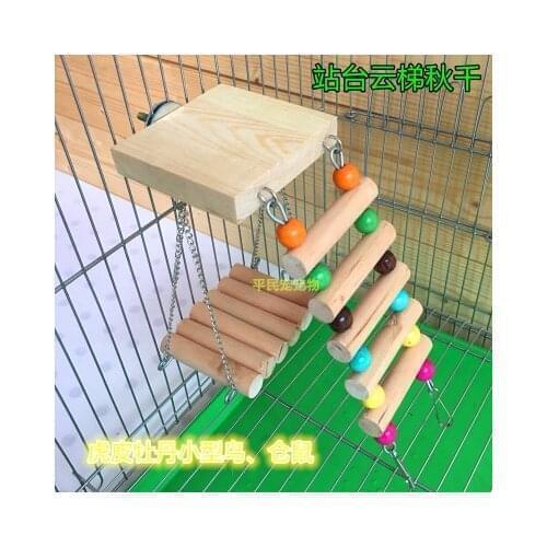Small parrot tiger skin peony starling supplies ladder ladder swing bite toy bird cage bracket bar. Hamsters can also be used