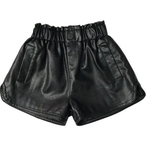 2-6 Years Spring Autumn Girls Fashion Pu Leather Shorts Baby Kids Children Clothes
