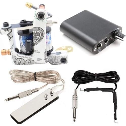 PEPAX Professional Tattoo Machine Kit 10 Wrap Coil Tattoo Machine Tattoo Power Supply and Tattoo Pedal Clip Cord kit for Tattoo