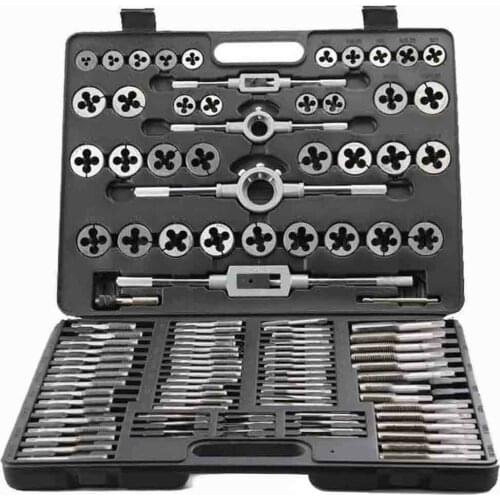 110Pcs Tap and Die Set Tungsten Steel Titanium Tap and Die Combination Set For Cutting External & Internal Threads