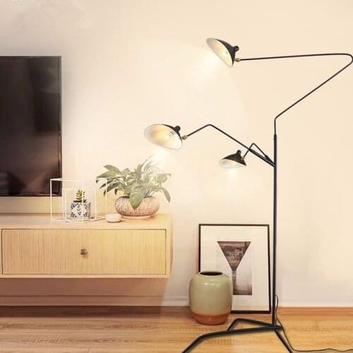 Nordic Adjustable Spider Arm Tripod Floor lamp Industrial Black Standing light for Living room Loft Bedroom Studying home Decor