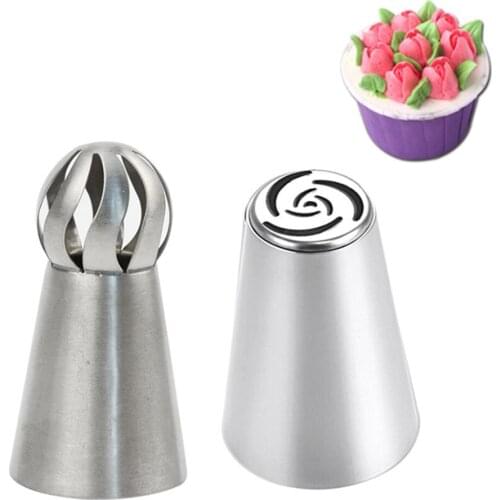 2Pcs/Set Russian Pastry Nozzles For Cream Icing Piping Nozzles Cake Decoration Tips Cake Nozzle Tips Baking Tools For Cakes