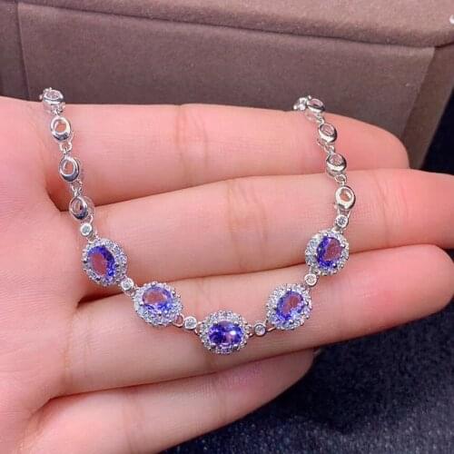 New Arrival Real Natural Fashion Natural and Real Tanzanite Bracelet 925 sterling silver Tanzanite Bracelet