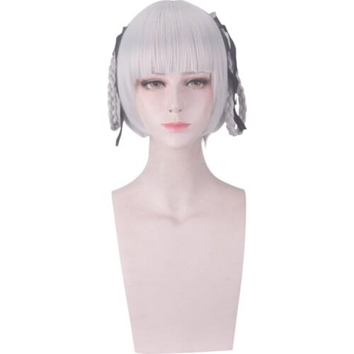 Kirari Momobami Braids Women Wig Silver Wig Anime KAKEGURUI Cosplay Hair Synthetic Cosplay Wig 40cm