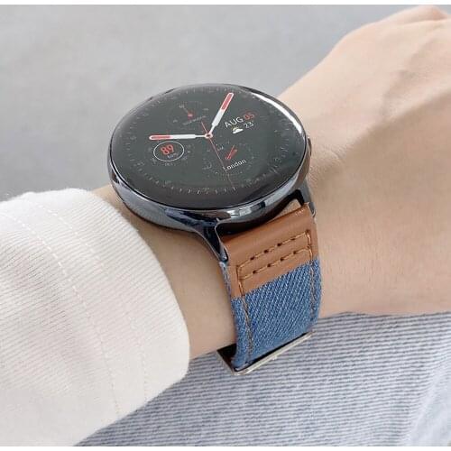 20/22mm Denim Watchband for Samsung Galaxy Watch3 Active 2 Wrist Strap Bracelet for Huawei Watch3 pro GT2 Amazfit GTR/PACE Band