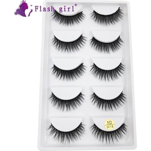 Flash Girl Wholesale Bulk Private Label Eyelashes Fluffy Eyelash 5 Pairs Makeup 5D Mink Handmade False Eyelashes