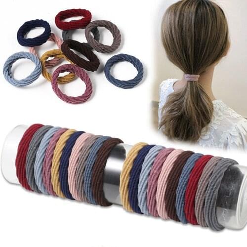 New 15/20/25PCS Women Girls Simple Basic Elastic Hair Bands Hair Ties Elastic Thick Rubber Bands Hair Accessories Diameter 5.5cm