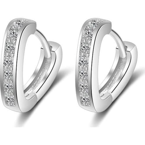 Hot Sale Wholesale New Heart Design Shiny Zircon 925 Sterling Silver Clip Earrings for Women Jewelry Valentines Day Gifts