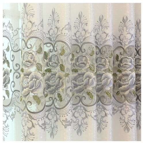 2021 European-style Modern Minimalist Nine-needle Peony Embroidery Curtain Customization Curtains for Living Dining Room Bedroom