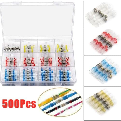 500PCS Heat Shrink Connect Terminals Waterproof Solder Sleeve Tube Electrical Wire Insulated Butt Connectors Assortment Kit