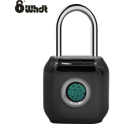 WHDT USB Rechargeable Fingerprint Lock Smart Padlock Zinc Alloy waterproof Door Lock Quick Unlock for Gym Cabinet Drawer