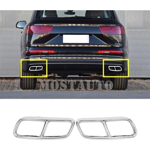 For Audi Q7 4M Stainless Steel Rear Exhaust Muffler Tail Pipe Cover 2016-2019 2pcs Car Accessories Interior Car Decor Car Trim