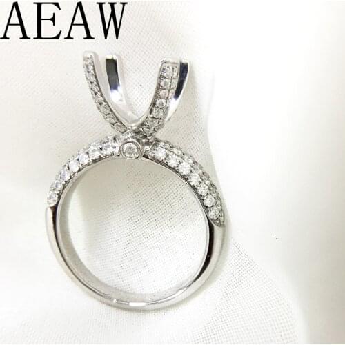 3.0carat 9mm Round Ring without Center Stone Halo Engagement Ring for Women in 14K White Gold