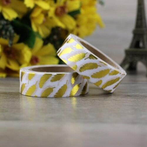 1 roll High quality gold foil washi tape leaves 15mm*10m japan masking washi paper tape