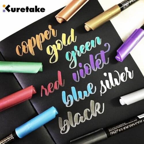 1pc Japan Kuretake FUDEBIYORI Metallic Color Soft Brush Watercolor Pen Brush Lettering Calligraphy Markers Painting Supplies