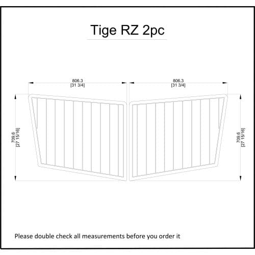 Tige RZ 2pc Swim Platform Pad Pad Boat EVA Teak Decking 1/4" 6mm