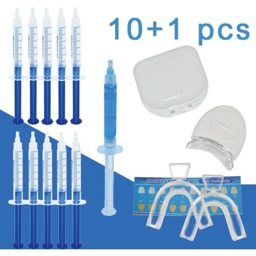 20/10 pcs Teeth whitening 44% Peroxide Dental Bleaching System Gel Kit Bright Teeth Whitener Dental Equipment with Led lights