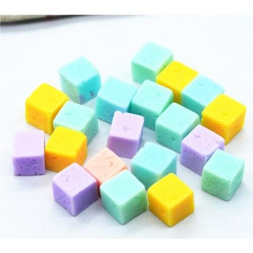 20PCS 10mmX10mm Faux Resin Pastel Cube Candy Miniatures|Resin Pastel Candy Dollhouse Miniatures